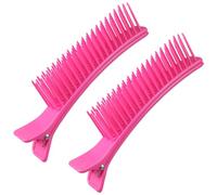 Mikinona 2pcs Large Hair Sectioning Clips with Comb Multi-function Salon Hairdressing Accessories for Cutting Dying and Styling Durable Portable Rose Red