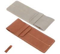 Mikinona 2pcs Leather Pen Sleeve for Two Pens Protective Pouch Made of Elegant Leather Simple Style from Dust and Scratches for Office and Travel