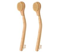 Mikinona 2Pcs Long Handle Bath Brushes Antiskid Shower Body Scrubber for Gentle Exfoliating Massaging for Elderly Disabled Deep Cleanse Khaki