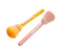 Mikinona 2pcs Long Handle Powder and Blush Brushes for Highlighter Concealer Loose Powder Travel Friendly Design Unique Artistic Style Ergonomic Grip