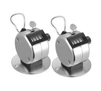 Mikinona 2pcs Metal Hand Tally Counter with Hanging Ring Mechanical Finger Clicker for Knitting Walking Attendance Tracking Easy Reset Portable Counting Tool