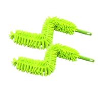 Mikinona 2Pcs Microfiber Chenille Duster with Bendable Short Handle, Dual-Sided Dusting for Car and Furniture Cleaning, Foldable Home Dust Remover for Blinds and Ceiling Fans