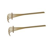 Mikinona 2pcs Mini Bamboo Five-tine Rake Fine Desktop Sandbox Accessories for Mini Zen Garden Japanese Style Gardening Spade Tool for Fairy Garden Decoration and Pattern Craft