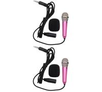 Mikinona 2pcs Mini Condenser Microphone Wireless Speaker for Phone Pc Artifact Portable Handheld Mic Random Color