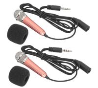 Mikinona 2pcs Miniature Portable Microphones for Phone and Computer Compact Vocal Singing Mics with Play Design Lightweight Tiny Microphone for Outdoor Recording and Karaoke Fans