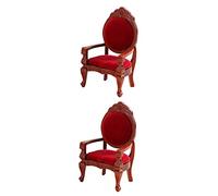 Mikinona 2PCS Miniature Red Wood Armchair Models for Dollhouse Decoration Retro DIY Chairs Aesthetic Furniture for Adults Unique Home Office Decor