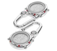 Mikinona 2Pcs Multifunctional Pocket Watch with Compass and Alarm Glow the Dark Outdoor Backpack Fob Watch Shockproof Dial Red Carabiner Clip for Hiking and Camping