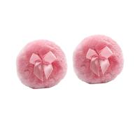 Mikinona 2pcs Pink Powder Puff Ultra-soft Fluffy Cotton Makeup Applicators with Bowknot Design for Body and Face Powder Application