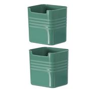 Mikinona 2pcs Plastic Makeup Storage Box Durable Countertop Organizer for Cosmetics Office Supplies and More Bedroom Bathroom and Living Room Elegant Tea Green Design