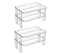 Mikinona 2pcs Plastic Refrigerator Storage Shelves with Smooth Surface, Medium Size Fridge Storage Rack for Organising Leftovers and Condiments on Tabletop