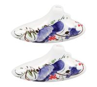 Mikinona 2pcs Porcelain Six Hole Alto C Ocarina with Extended Mouthpiece Ergonomic Ceramic Wind Instrument Featuring Blue and White Design Beginner Friendly for Practice and Learning