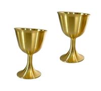 Mikinona 2Pcs Premium Brass Temple Holy Cups Sturdy Decorative Wine Goblets for Household Offerings and Rituals Polished Classic Chalice for Home and Sacred Use Small