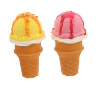 Mikinona 2pcs Realistic Fake Ice Cream Balls Lightweight Photography Props for Home Staging and Shop Display Mess Reusable Dessert Decoration Models in Yellow and Pink