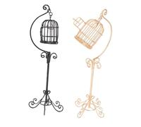 Mikinona 2pcs Scale Miniature Metal Birdcage for Dollhouse Victorian Style Desktop Mini Birdcage Sturdy Iron Openable Design Elegant Vintage Garden Micro Landscape Accessory