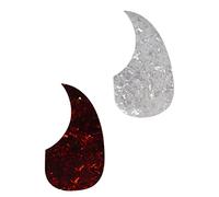 Mikinona 2pcs Self-adhesive Guitar Pickguards Drop Tear Shape Anti-scratch Plate for 40/41 Inch Folk Guitars White Dark Brown Tortoise Design