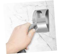 Mikinona 2pcs Self Adhesive Stainless Steel Towel Clips with Semi-Circular Design for Bathroom Kitchen Bedroom No Drilling Required Safe Rounded Edges Easy Push Clamp for Hanging Tea Towels