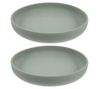 Mikinona 2Pcs Silicone Spill-Proof Plate with Suction Cup, Senior and Disabled Dining Adaptive Silicone Dinnerware, Dishwasher Safe Anti-Spill Feeding Plates for Adult Home Use, Grey-Green