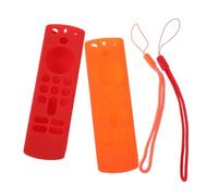 Mikinona 2pcs Silicone Tv Remote Sleeve Replacement with Anti-slip Textured Grip Breathable Protective Covers Compatible with Alexa Voice Remote Gen Red and Orange