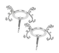 Mikinona 2pcs Silver Small Alloy Crystal Ball Base Display Rack Holder