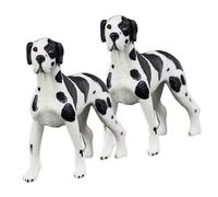 Mikinona 2Pcs Spotted Dog Model Plastic Figures Educational for Solid Miniature Puppy Ornaments for Desktop and Garden Decoration