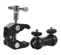 Mikinona 2pcs Stable Super Clamp Microphone Holders with Stainless Steel Double Head Ball Joint, Reusable Practical Microphone Mounts for Studio and Stage Use