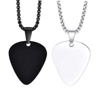 Mikinona 2Pcs Stainless Steel Guitar Pick Pendant Necklace Cool Musical Party Favors for Men Women Durable Lightweight Design for Music Lovers