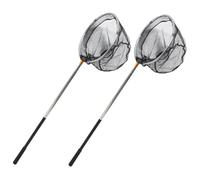 Mikinona 2Pcs Telescopic Fishing Net Set Portable and Collapsible Fishing Basket with Detachable Handle for Adults for Catching Fish Insects and Butterflies Durable Stainless Steel Black