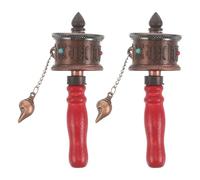 Mikinona 2pcs Tibetan Prayer Wheel: Hand Held Prayer Wheel with Six-Character Truth Buddha Scriptures Praying Instrument for Blessing, Yoga, Meditation