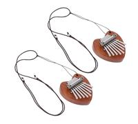 Mikinona 2pcs Tone Mini Thumb Piano Heart Pendant Portable Musical Instrument for Beginners Parties Boys and Girls Finger Piano