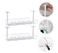 Mikinona 2Pcs Under Desk Cord Organizer No Drill Cable Management Basket Wire Storage Tray for Home Office Bedroom Compact Wire Organizer Desk Cable Management Raceway