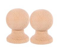 Mikinona 2pcs Unfinished Solid Wood Ball Finials for Indoor Decor Hardwood Decorative Staircase Post Caps Versatile Furniture Finials with Natural Grain Finish for Elegant Home Decoration