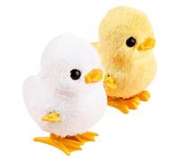 Mikinona 2Pcs Wind-up Animal Walking Plush Yellow White Duck Birthday Party Favors Easter Christmas Cozy Soft Educational Playthings