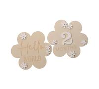 Mikinona 2pcs Wooden Circles with Flower Design Newborn Announcement Signs for Nursery Decor and Showers Thoughtful Keepsake for Parents and Photo Props