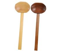 Mikinona 2PCS Wooden Hotpot Soup Spoon with Long Handle Smooth Surface Cooking Scoop for Serving Noodles Soup Tea Restaurant Ladle Handmade with Natural Bamboo Handle