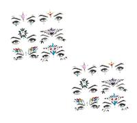 Mikinona 2sets Crystal Sticker Face Jewels Stick Gems Acrylic Rhinestone Decor Festival Diy 6pcs*2