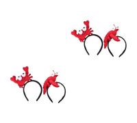 Mikinona 2sets Unique Crab Headband for Restaurant Staff Creative Lobster Hair Band Red and Trendy Staff Attire 2pcs*2