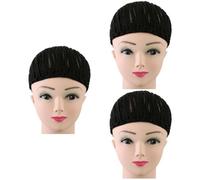 Mikinona 3 Pcs Crochet Wig Cap for Cornrow Braids Elastic Dome Net Wig Caps Easy to Sew Size s