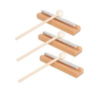 Mikinona 3 Sets Wooden Hand Bell Chime with Mallet Portable Traditional Mindfulness Percussion Instrument for Yoga Prayer Classroom Management Handmade Artistic Design for Teachers