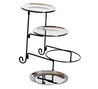 Mikinona 3-Tier Stainless Steel Cake Stand Detachable Foldable Fruit and Dessert Plates, Silver Metal Serving Tray for Household Parties and Weddings