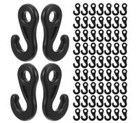 Mikinona 300pcs Black S-shape Tent Hooks for Lights, Small Plastic Camper Hooks for Hanging Camping Lanterns, Outdoor Rv Awning Canopy Windproof Rope Fasteners