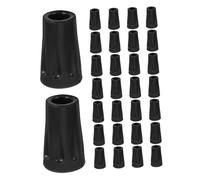 Mikinona 30pcs Round Rubber Walking Cane Tips Shock Absorbing Skid Trekking Pole Ends for Hiking Sticks Heavy Duty Non Slip Replacement Feet for Stability Rocky Trails
