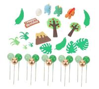 Mikinona 33pcs Jungle Animal Cake Decorations Set Bright Forest Animal Shape Cupcake Toppers for Birthday Party for Themed Celebrations