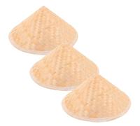 Mikinona 3Pcs Bamboo Woven Conical Hats 30Cm - DIY Painting Straw Sunshade Caps for Cosplay Costume, Traditional Asian Farmer and Samurai Style Headwear for Outdoor Party