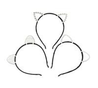 Mikinona 3pcs Cat Ear Headband with Rhinestone Accents Unique Cat Costume Accessories for Parties Halloween Role Fit Durable Design for All Occasions