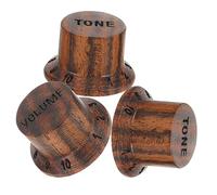Mikinona 3pcs Coffee Wood Guitar Knobs Set, Easy to Install, Anti-corrosive Volume and Tone Control Knobs for Electric Guitar and Bass Accessories