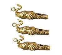 Mikinona 3Pcs Copper Elephant Whistles Keychain Pendants Rust-resistant Outdoor Safety Whistles for Lanyard Backpack Car Accessories