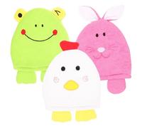 Mikinona 3pcs Exfoliating Bath Gloves for Body Scrubbing Shower Mitts for Deep Skin Cleansing Comfortable Unisex Bathing Supply for Home and Travel Random Cartoon Styles