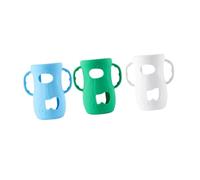 Mikinona 3pcs Large Bottle Silicone Handles with Anti-Breakage Sleeve for Glass Bottles Protective Cover with Two Small Handles for Secure Grip Feeding Nursery Accessory in Blue White Green