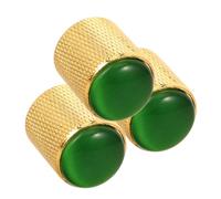 Mikinona 3pcs Metal Cat Eye Guitar Volume Knobs for Electric Guitar Green Gemstone Top with Precise Control for Stage Performances and Studio Recordings