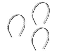 Mikinona 3pcs Metal Teeth Comb Hairband for Women Black Headband 80 Long Teeth Elegant Lightweight Headband for Elder Women